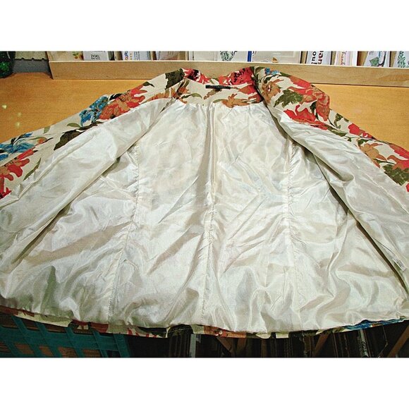 For Cynthia Jacket Blazer Womens Multicolor Floral Linen Open Front Size PM - Picture 9 of 12